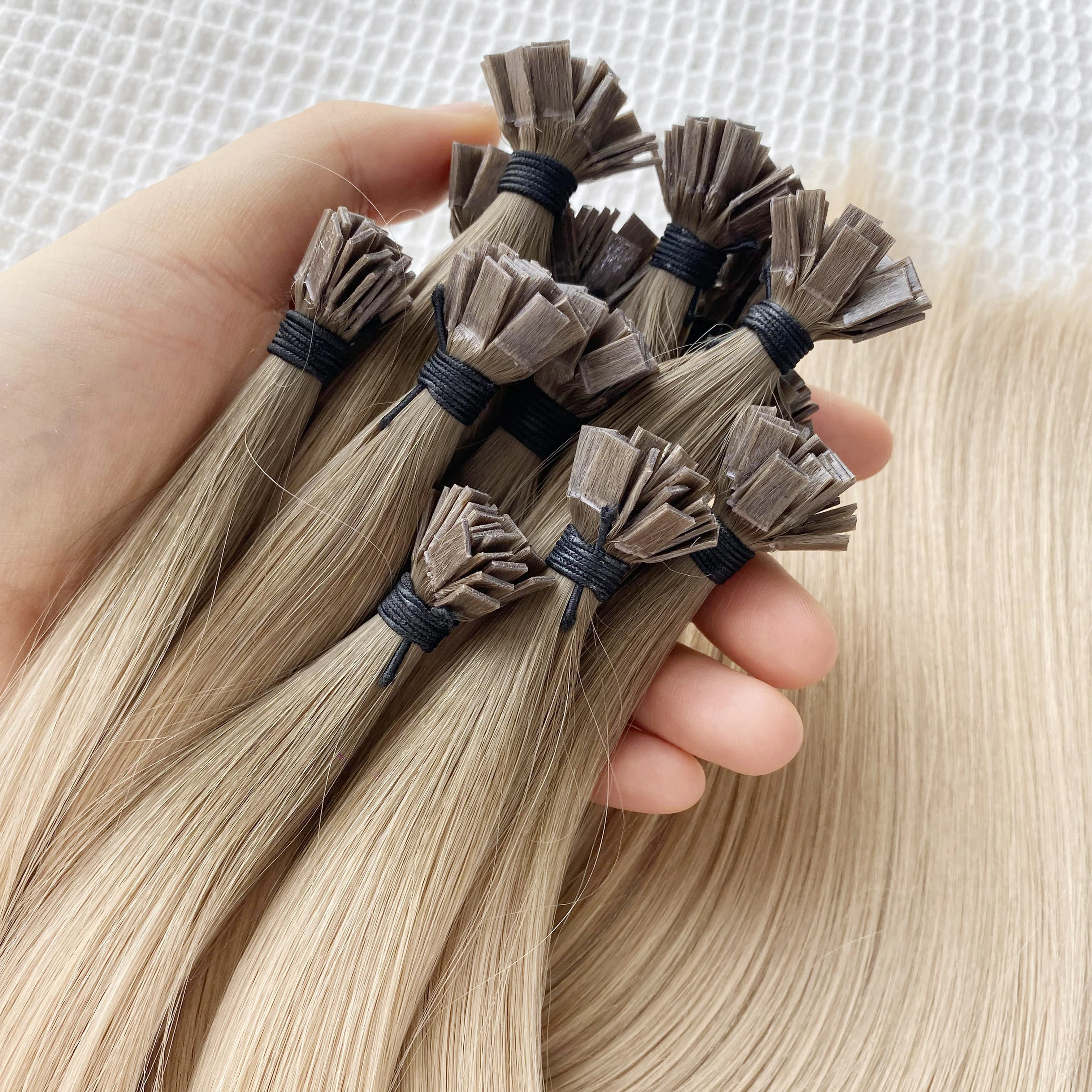 2024 Wholesale Italian Keratin Glue Flat K Tip Hair Extensions Human Hair Double Drawn Remy Keratin Hair Extensions