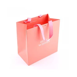 Your Own Logo Boutique Clothing Packaging Bag Garment Shopping Gift Paper Bags With Ribbon Handle