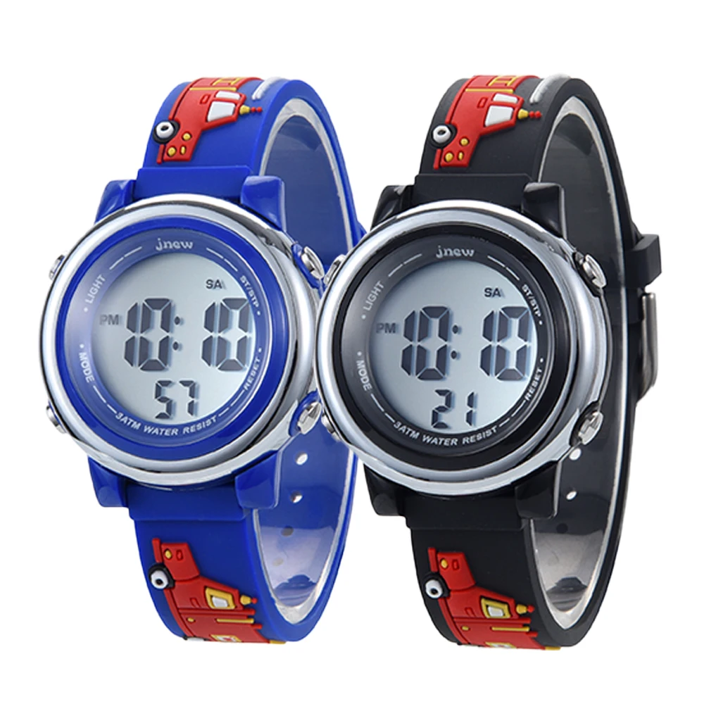 Cool boy Analog Sports Watch for Kids Cartoon-Style Water Resistant Alarm and Stop Watch Features 3ATM Buckle Clasp