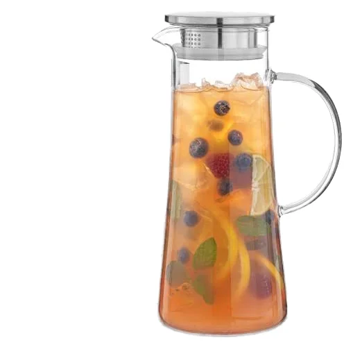 clear borosilicate glass Pitcher Thickness  cold water bottle straight fire water glass pot juice pot stainless steel cover