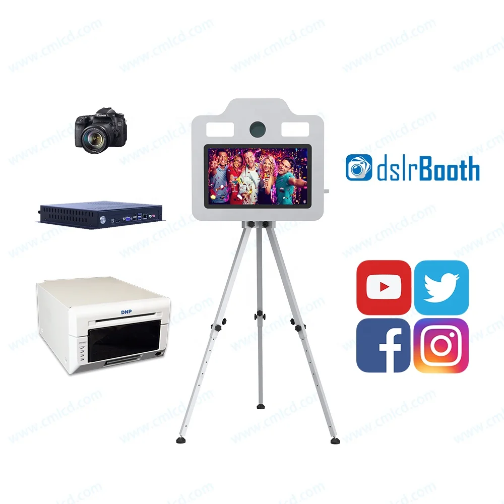21.5 inch Touch Screen LCD Monitor Magic Photo Booth with Fill Light Fashion Selfie Photo Booth DSLR Selfie Photo Booth