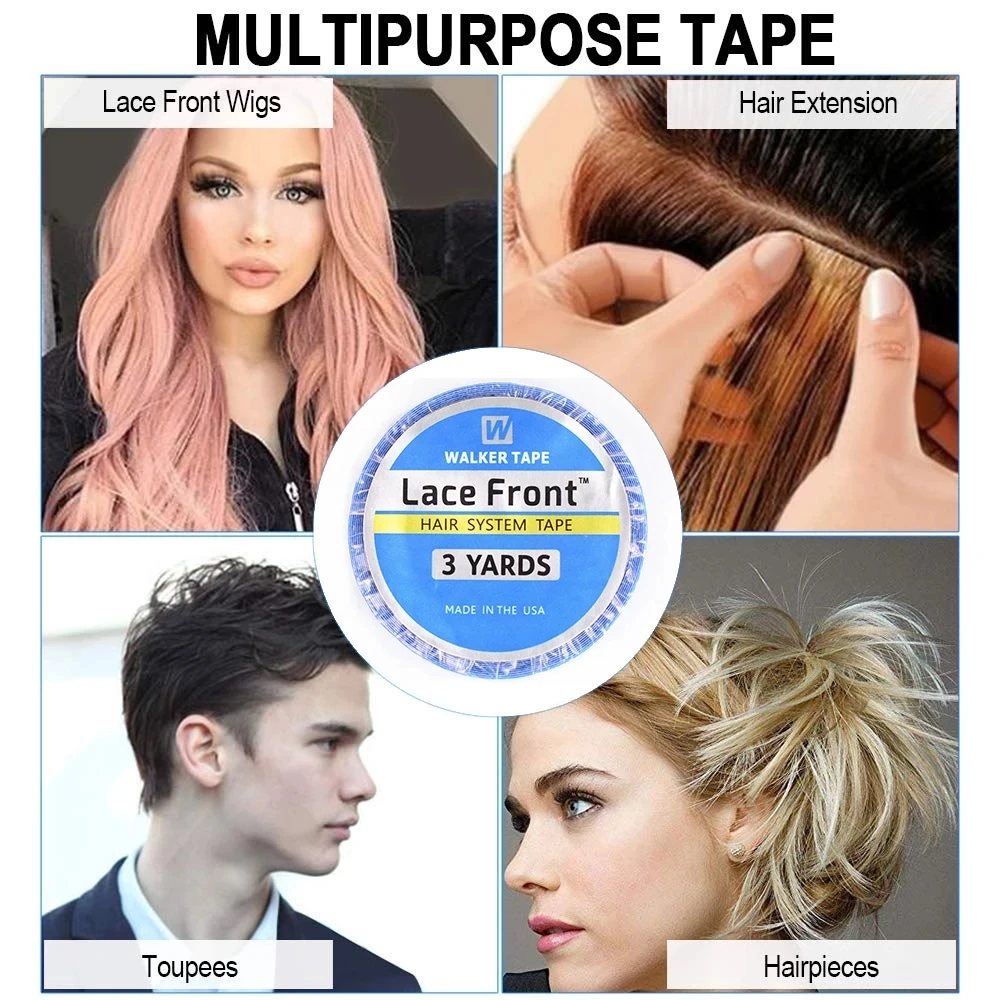 3/12/36 Yards Front Lace Wig Glue Waterproof Double-Sided Tape Strong Hold Wig Glue for Tape Hair Extension Tape Blue Color