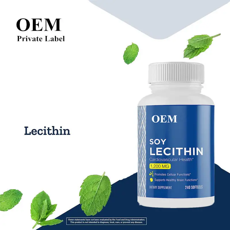 OEM Soy Lecithin Herbal Supplement Capsules 1200mg Soy Lecithin Extract Oil Softgel Capsules For Sale Soya Lecithin capsule