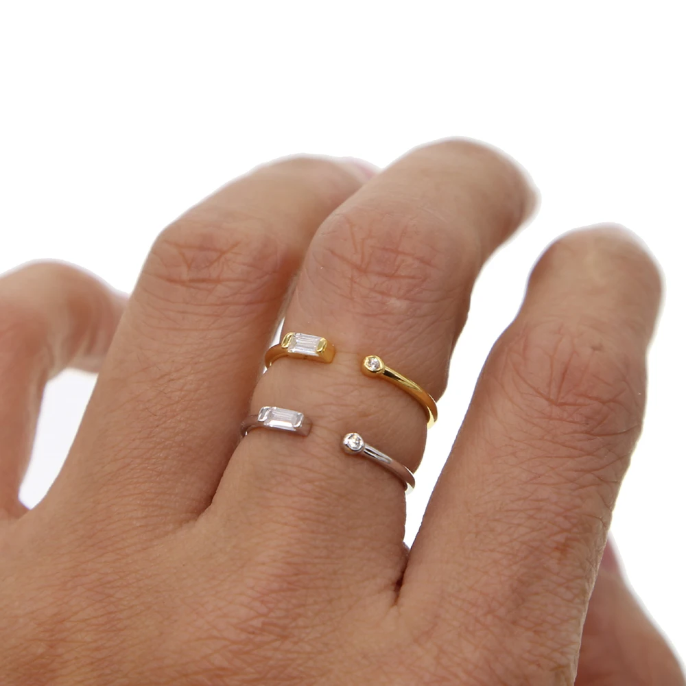 Promotion 2023 dainty delicate simple design open adjust girl women gift CZ latest gold finger ring designs