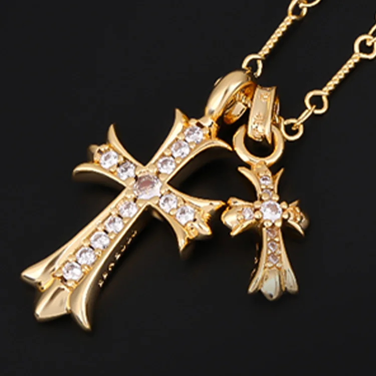 Модные ювелирные изделия ожерелья S925 стерлингового серебра черный 14k позолоченный из нержавеющей стали простой крест кулон