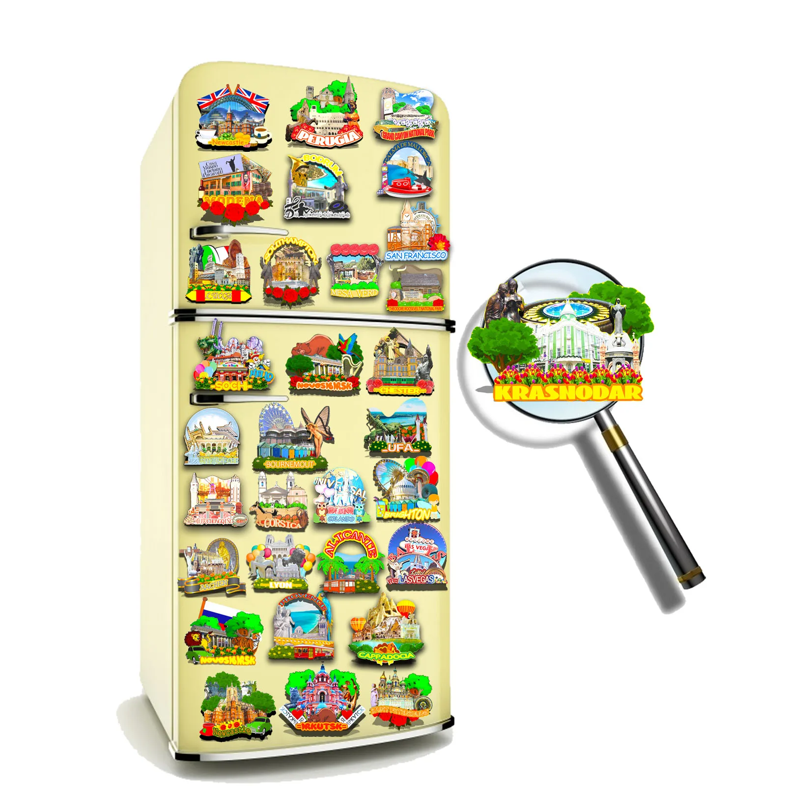 Refrigerator Magnet Krasnodar Russia United States Fridge Magnet City Travel Souvenirs Gifts 3D Classic Home Crafts