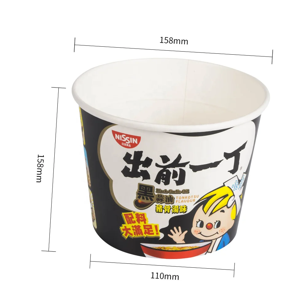 Personality Design Recycled Food Container Disposable Instant Noodle Bowl Round Paper Tube Box