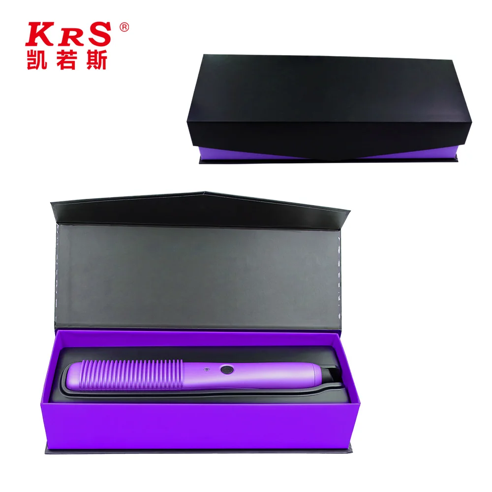 Hot sale Kingworth Best Electric Pink Hair Straightener Brush Professional Thick Magic Straight Comb iron Hot Comb