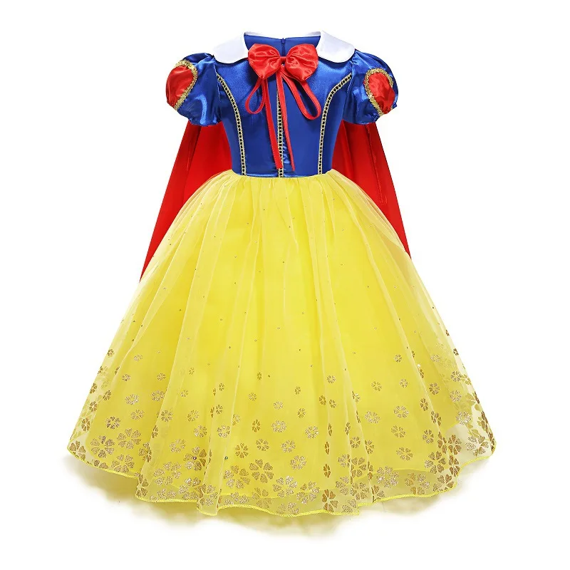 Girls Snow White Dress Kids Birthday Evening Party Cosplay Fancy Princess Costume Children Short Puff Sleeve Mesh Tulle Dresses