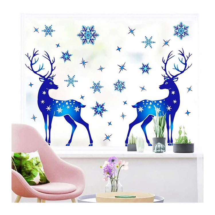 Customised doubled sided snowflakes wall glass sticker christmas window stickers