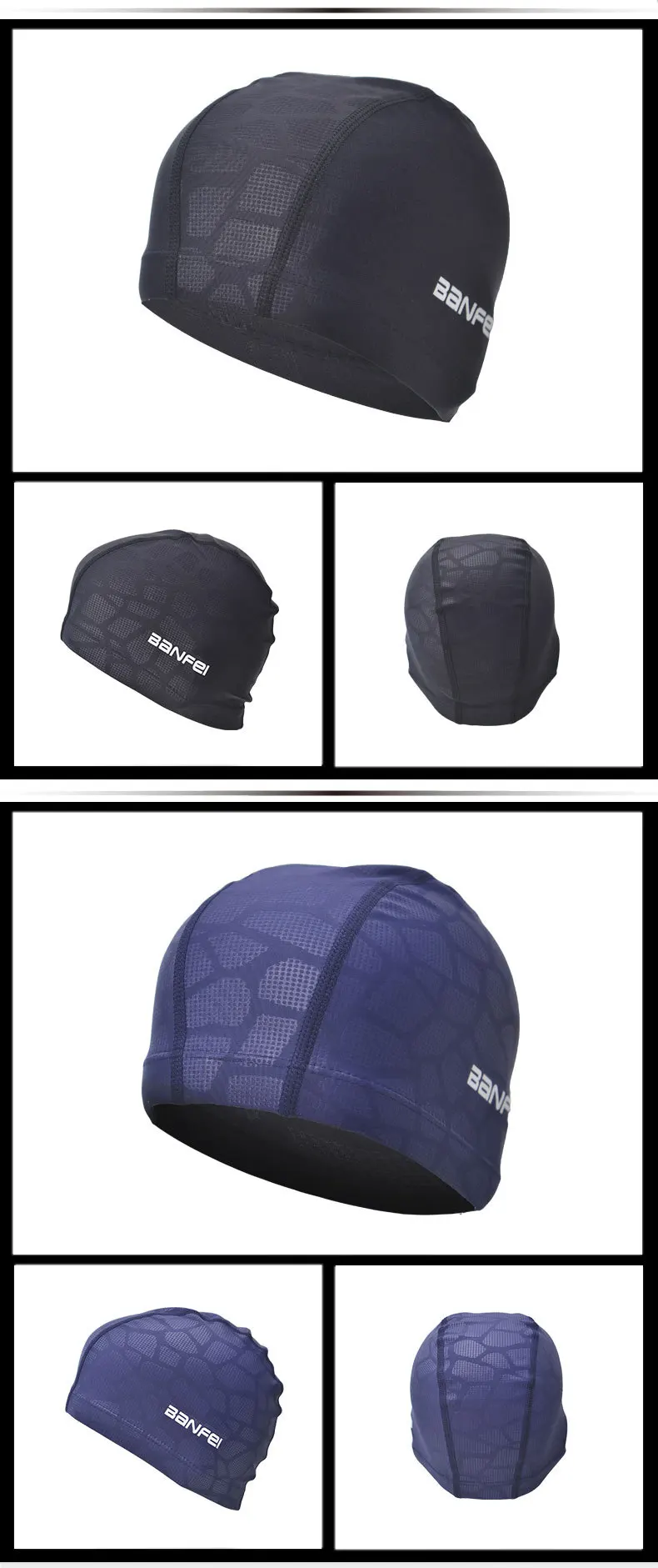 Customized Logo Unisex Nylon Mesh Fabric High Elastic Cloth Swimming Caps