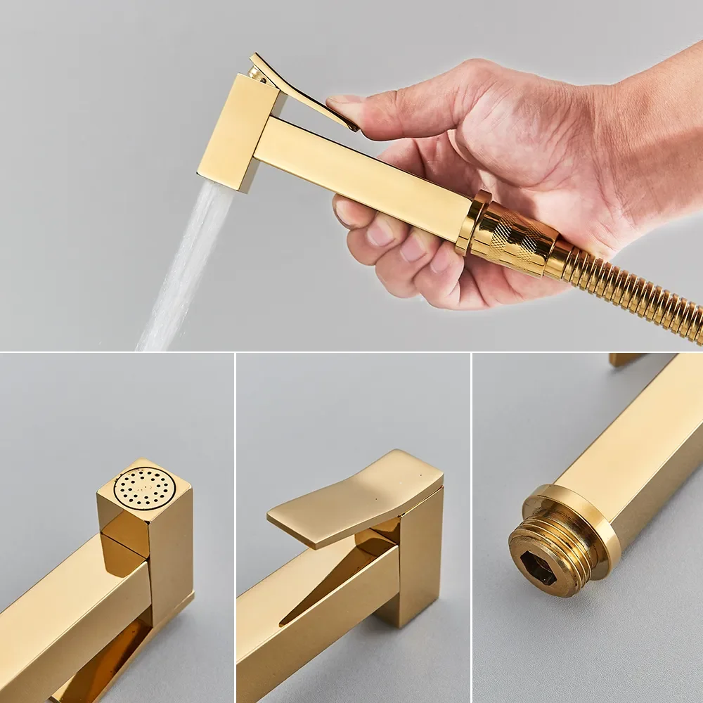 Rose Golden Bathroom Bidet Faucet Rose Gold High Pressure Bidet Sprayer High Quality Toilet Washer Bidet Wall Mounted Faucet