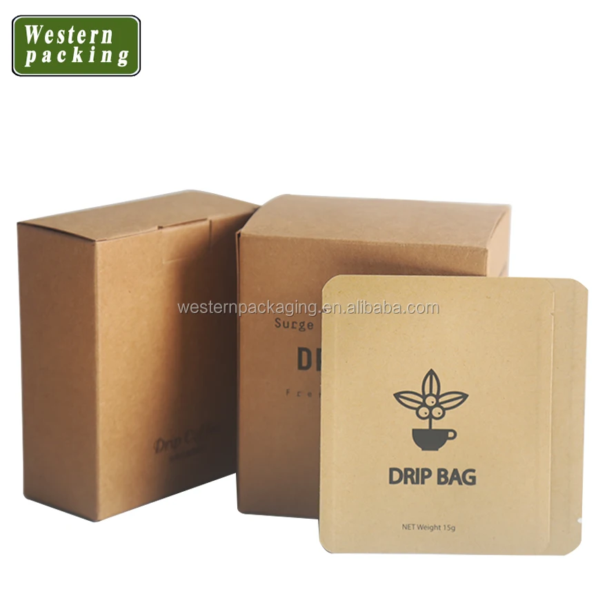 Aluminum foil Kraft paper hanging ear drip filter small coffee envelope sachet packaging bag
