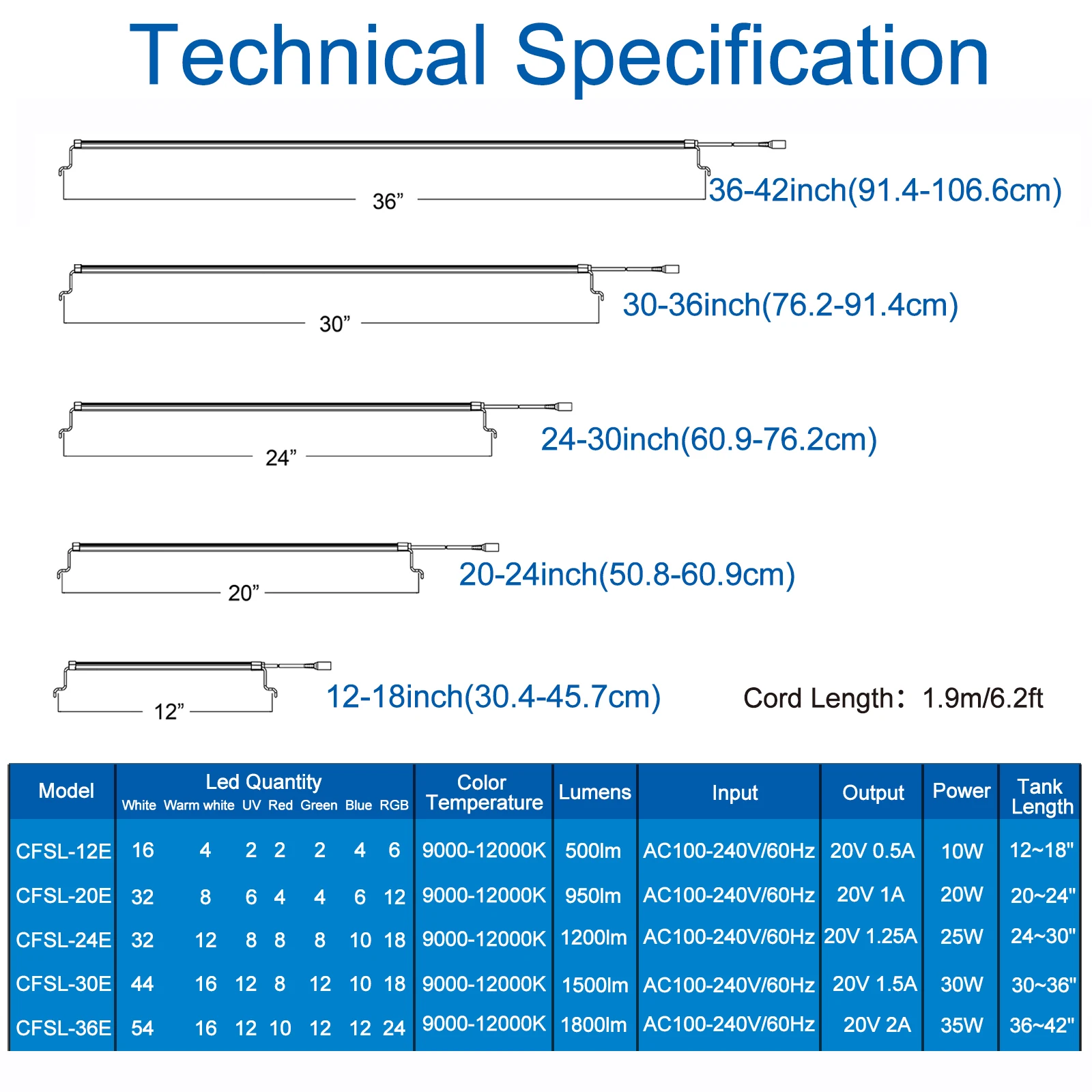 High Quality Aquarium LED Lighting Fish Tank  Fresh Water Aquarium Light Full Spectrum aquarium lights for live plant tank