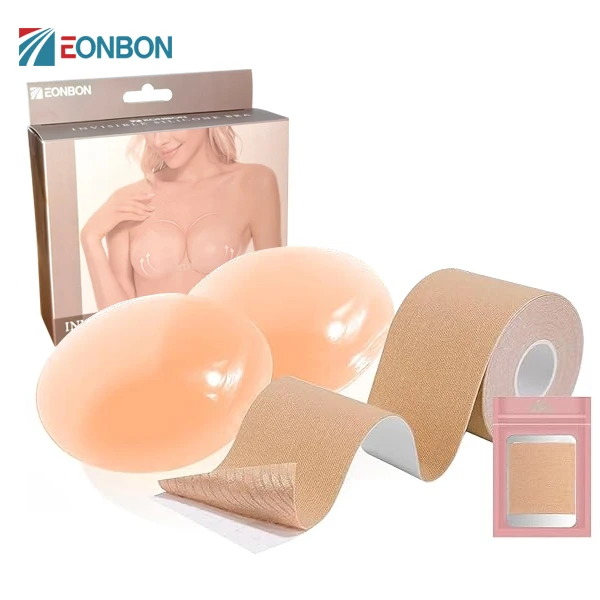 EONBON Boob Tape Breast Lift Body Tape for Breast Lift w 2 Pcs Silicone Reusable Adhesive Bra Bob Tape for Large Breasts