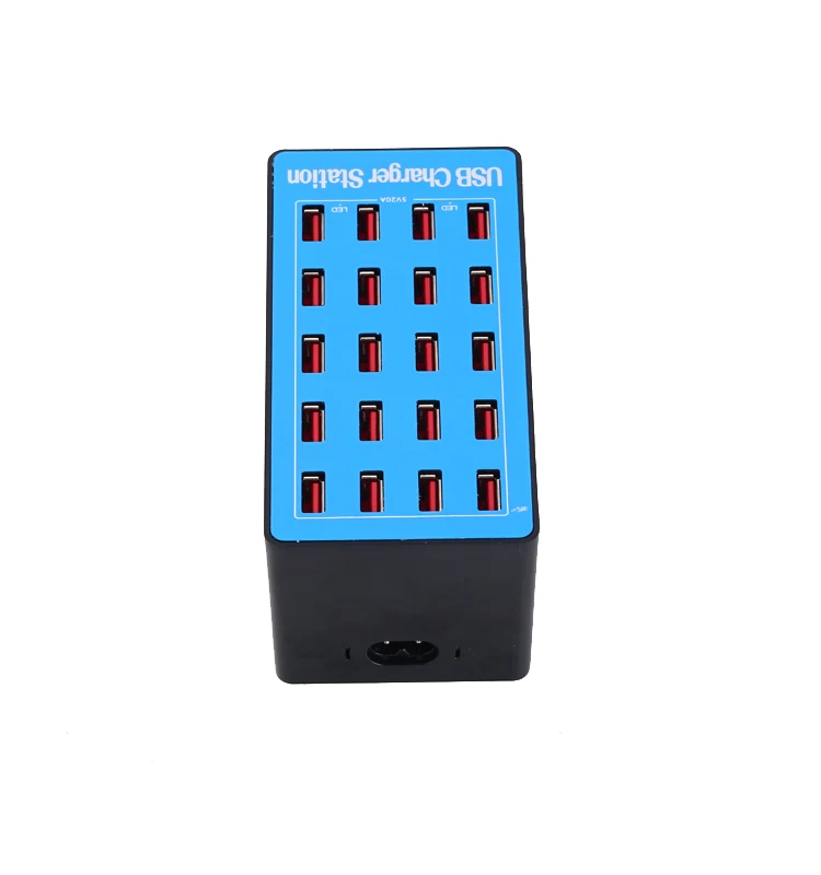 multiple USB Charging Station Dock 80W 100W 20 port 5V 20A Desktop USB charger with 5V 2.4A max for each port