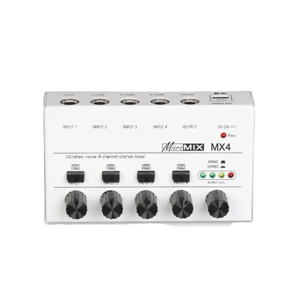 OEM MX4 высококачественный Мини-звуковой микшер 5 В сверхнизкий уровень шума-4 канала стерео микшер