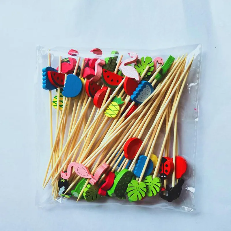 Gold ball silver ball fruit sticks prod disposable cocktail bamboo stick mixed color pearl