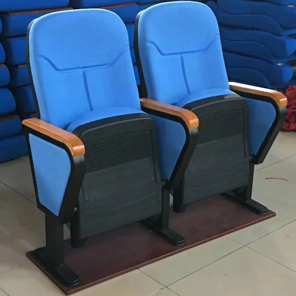 Modern Autorium Chair Wholesale Padded Stackable Interlocking for Theater Cinema Hall Church Use Durable Wood Metal Steel Leg
