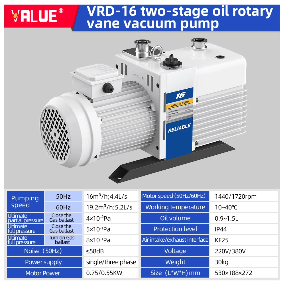 High Vacuum 16m3/h 220V/380V Two Stage Sliding Rotary Vane Vacuum Pump Corrosion Resistant Pump