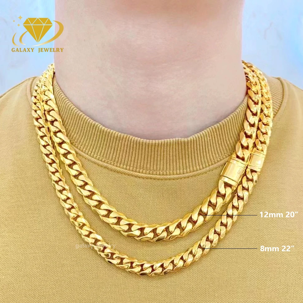Hiphop Thick Cuban Curb Chain Real Solid S925 Silver Mens Gold Plated Polishing Necklace Heavy Miami Cuban Link Chain