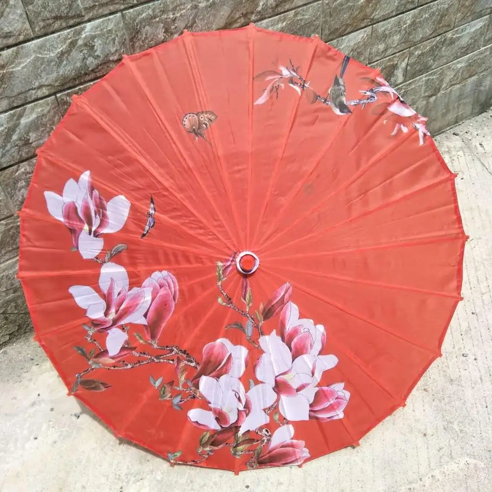 Green umbrella straight bamboo oilpaper parasol wedding favor gift Japanese silk wood umbrella custom Colorful oilpaper umbrella