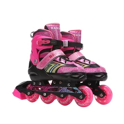 Outdoor 4 Wheels Safe Adjustable Inline Skates with Light up Wheels Beginner Skates Fun Illuminating inline Skates