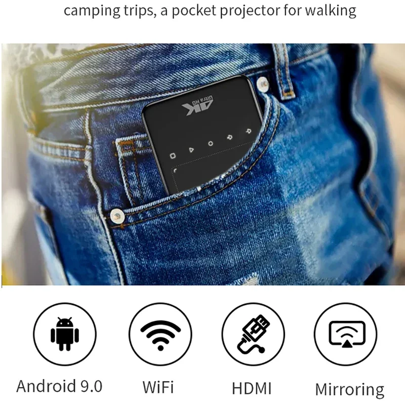 Smartldea Новый мини-проектор портативный умный Android9.0 Wi-Fi видео Пико светодиодный DLP домашний кинотеатр Full HD 1080P 4K 3D