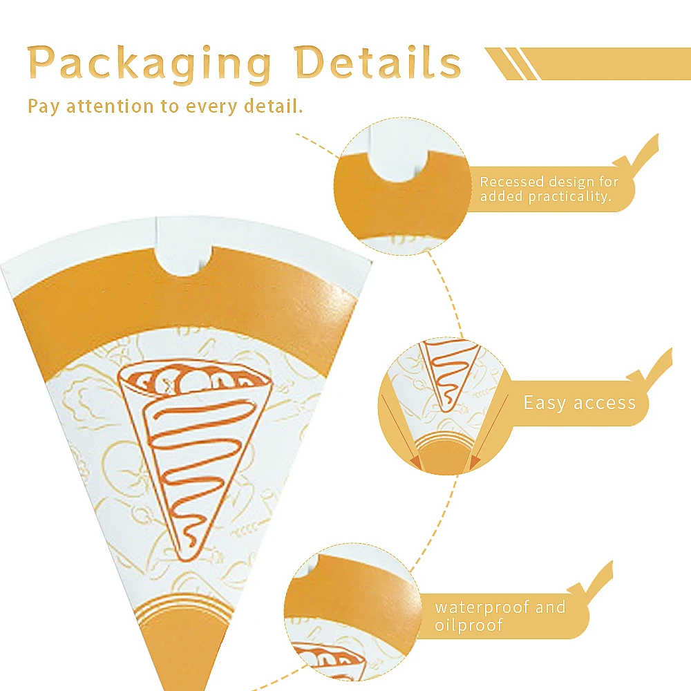 Custom Pancake Waffle Disposable Takeaway Packaging Sweet Crepes Take Away Box Roll Paper