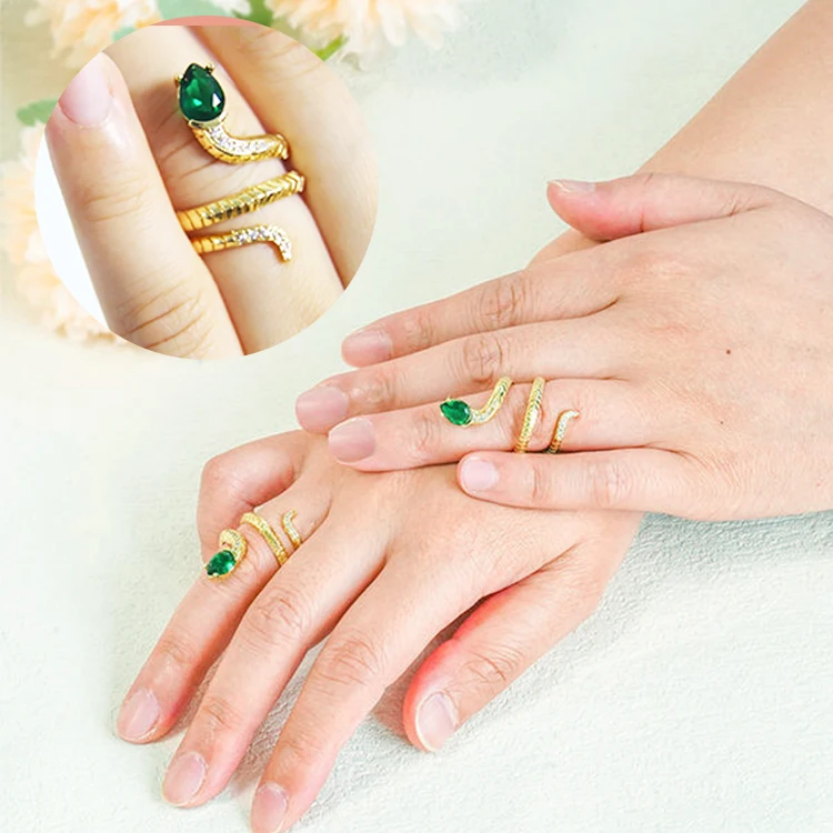Fashion Jewelry 18k Gold Plated Snake Ring Cubic Zircon Rings Woman Men Gifts Jewelry CZ Snakes  Rings