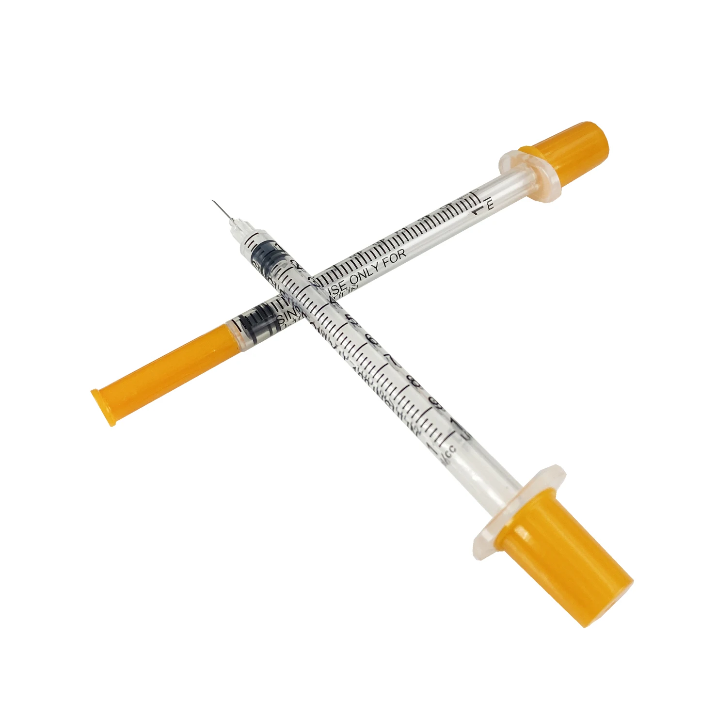 
orange syringe 1ml U-100 disposable syringe with needle retractable safety syringe 