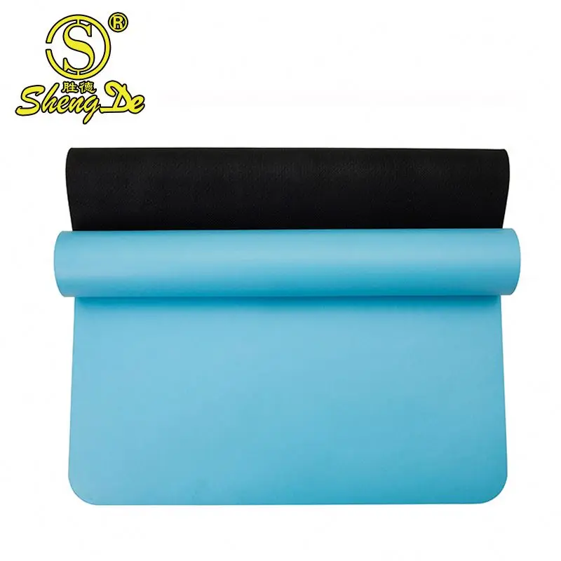 2024 Blue Exercise Printable 4mm Thick Padded Heavy Anti Slip Pu Natural Rubber Yoga Mat with Pad