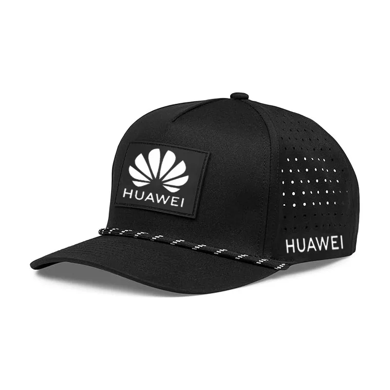 Custom Rubber Patch Laser Waterproof Perforated Sports Caps Hats PVC Patch 5 Panel A frame Performance Baseball Golf Hats Caps