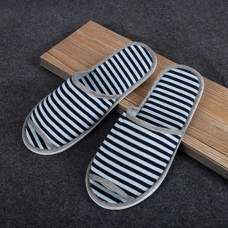 Manufactory Price OEM ODM Open Toe Linen Mens Casual Slides Slippers Disposable Hotel Slipper Spa