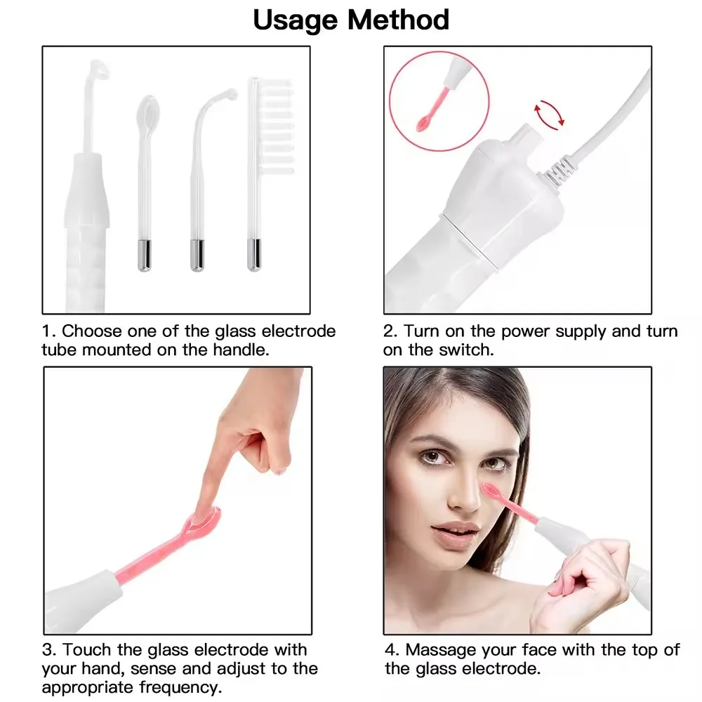 Portable High Frequency Device Skin Care Machine With 4 Wand Electrodes Used for Ozone Therapy Equipment
