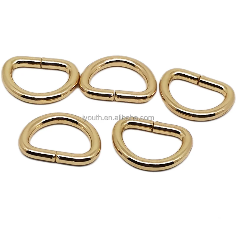 Individual Packing Hanging Electroplating Light Gold Custom Metal D Ring Hook