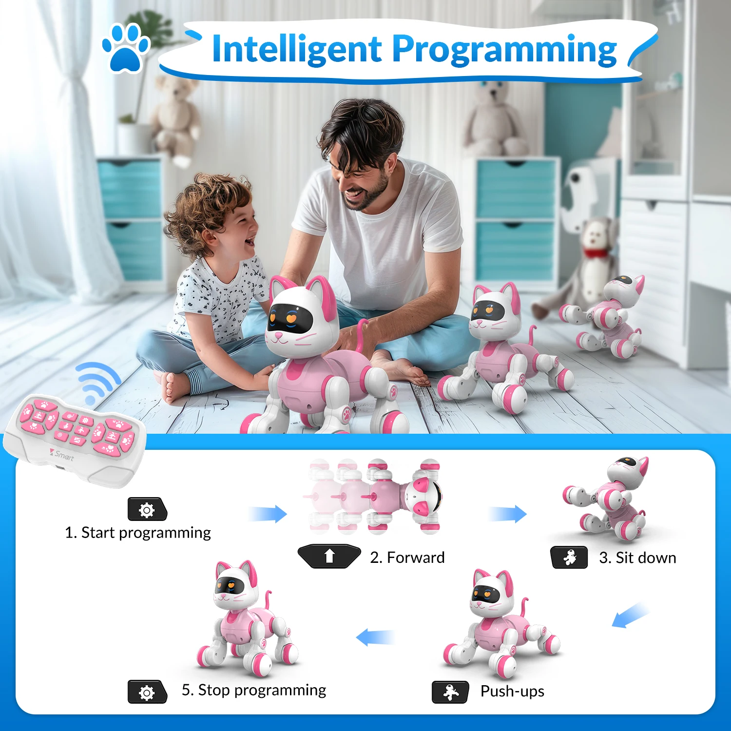 kids educational rechargeable electric dancing interactive programable intelligent remote control robot cat