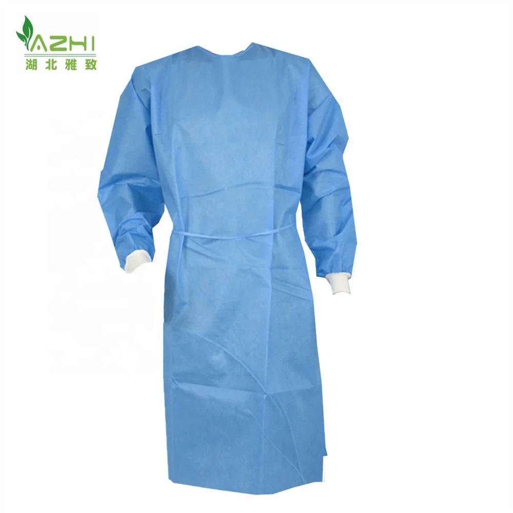 Medical surgeon gown non woven blue protective clothing disposable SMS gowns knitted cuff doctor who