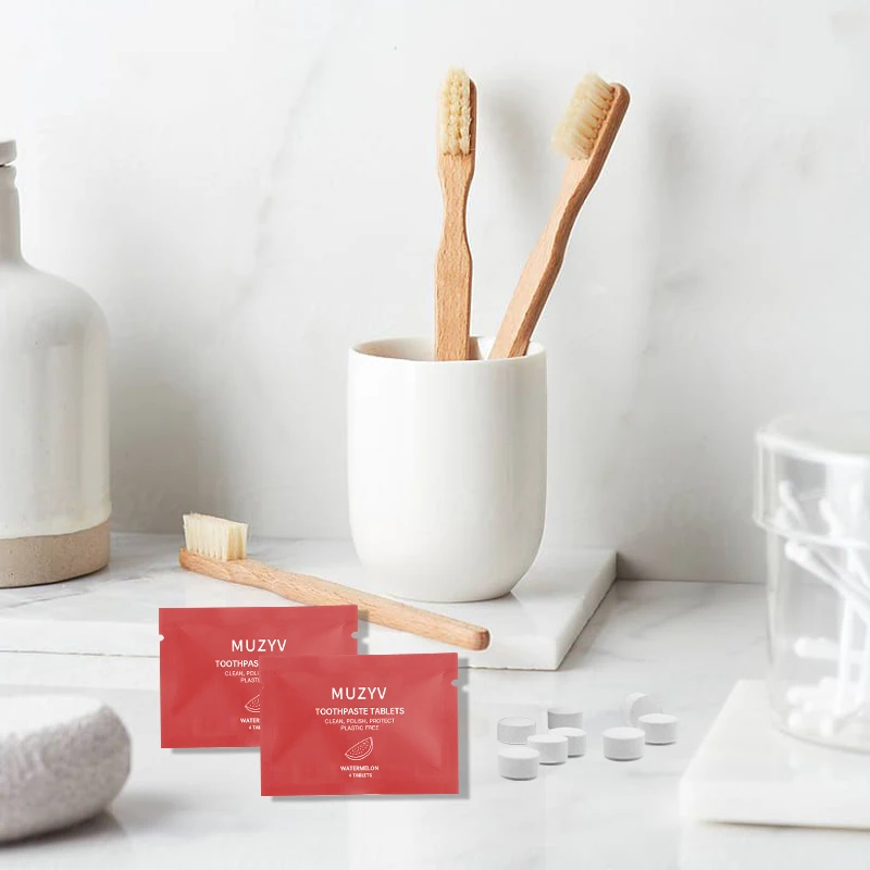 OEM hotel airline tablet toothpaste oral natural hydroxyapatite chewable toothpaste tablets