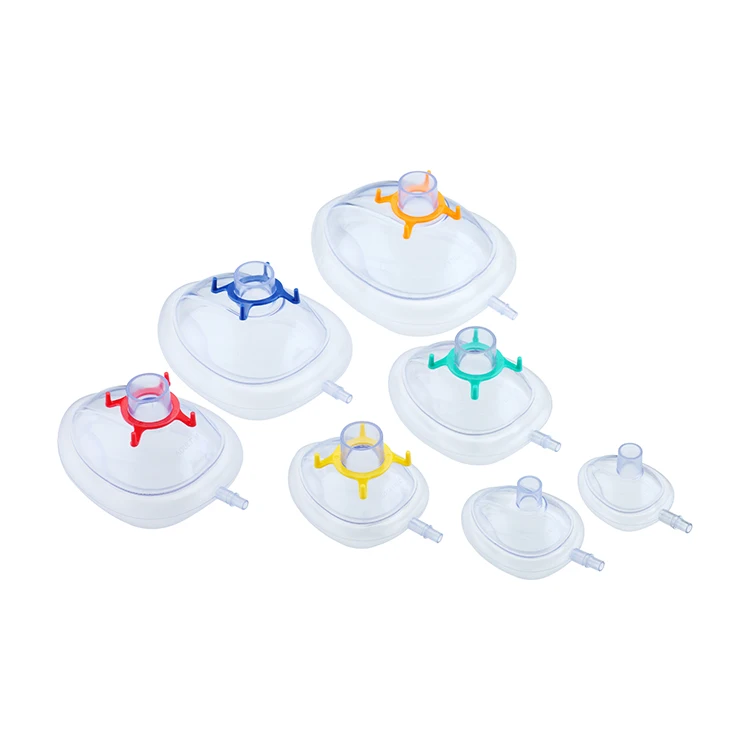 Gas Valve Up Disposable High Quality PVC And Silicone Rotational Inflatable Anesthesia Face Facial Oxygen Breathing Mask