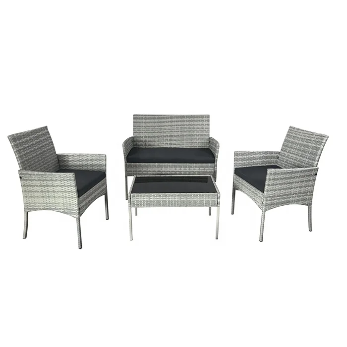 
Outdoor Modern Patio Rattan Sofa Garden Furniture Simple Wicker Sofa Set 4 Pcs With Table 