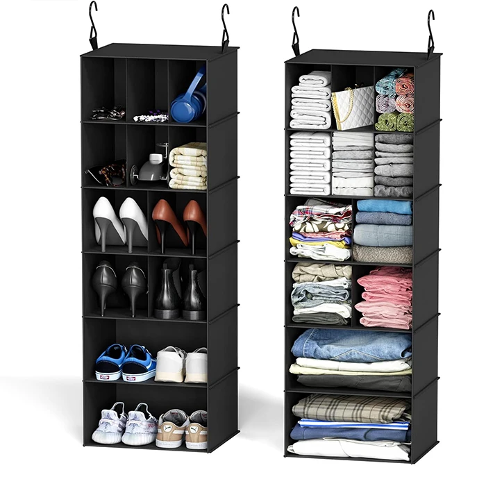 Top Fashion Multifunctional Foldable 2 Pack 24 Compartments Wardrobe Clothes Storage Hanging Bag Organizer