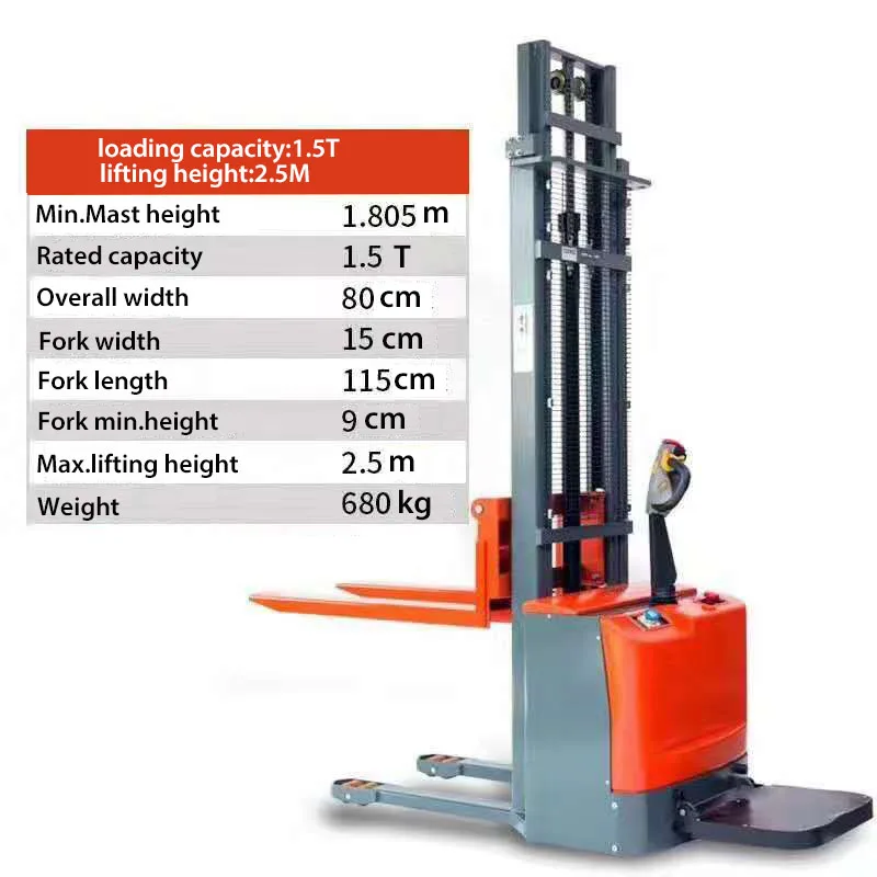 Heavy Duty Specially Use Reach Truck Electric Pallet Stacker 1 Ton