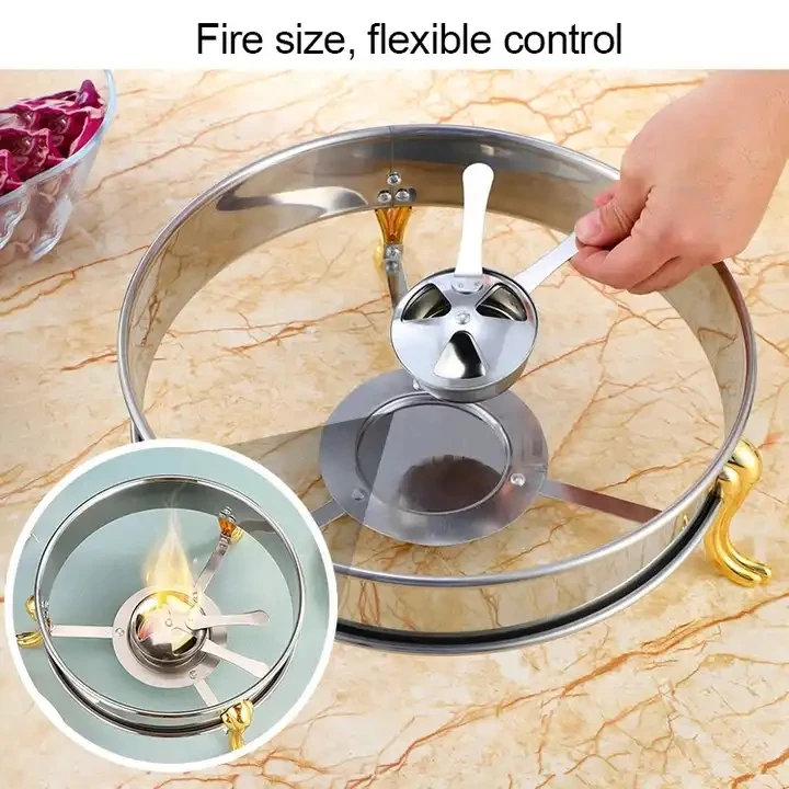 High Quality Goden And Silver Stainless Steel Household Commercial Small Chafing Dish Alcohol Stove Small Cooking Hot Pots