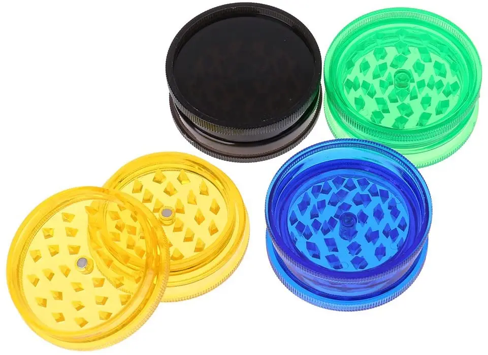 wholesale Custom Logo 2 Layer pieces Part Tobacco Acrylic Plastic Herb Grinder