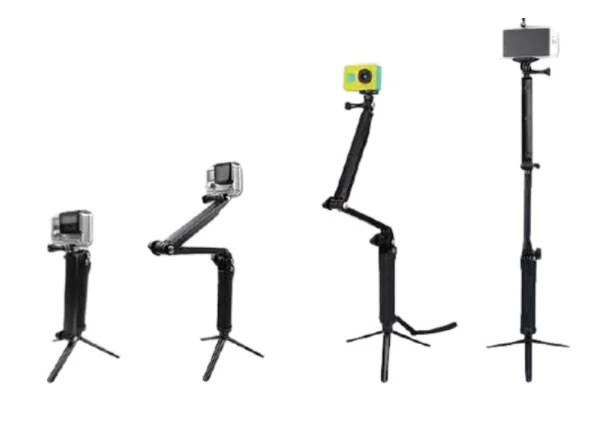 High Quality Foldable Handheld Three-way Grip Arm Mount Action Camera Tripod Selfie Stick For Go pro Sports Camera