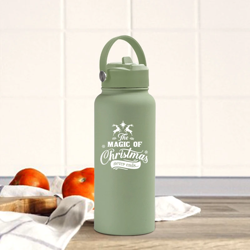 Custom LOGO 32oz soft touch rubber paint sports tumbler 1000ml Insulated vacuum flask stainless steel gym sports water bottle