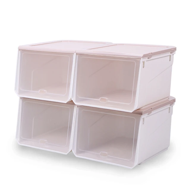 Plastic Storage Sneakers Shoe Box Boots Double Doorways Shoe Organizer