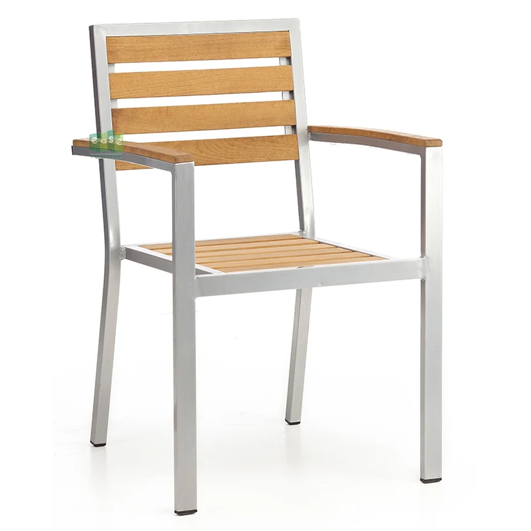 (E7302) Штабелируемый уличный пластиковый обеденный стул из тикового дерева для ресторана, кафе