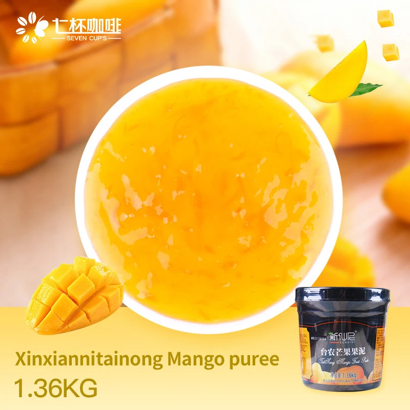 Factory Price 1.36kg Aseptic Fruit Puree Mango Puree for Bubble Tea Shop Fruit Tea Raw Materials Mango Puree